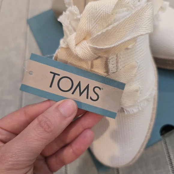 Womens TOMS Carolina Lace-Up Espadrille Sneakers White Beachside Woven, Size 10 - Picture 11 of 11